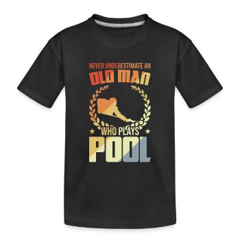 Vieil homme jouant au billard - T-shirt bio Premium Enfant - noir - Devant