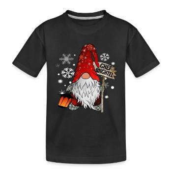 Chef Wichtel mit Schneeflocken Christmas Gnome - Kinder Premium Bio T-Shirt - Schwarz - Vorne