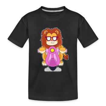 Löwe Motorroller - Kinder Premium Bio T-Shirt - Schwarz - Vorne
