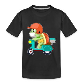 Schildkröte Motorroller - Kinder Premium Bio T-Shirt - Schwarz - Vorne