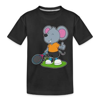 Mouse Tennis Racket - Kids' Premium Organic T-Shirt - black - Front