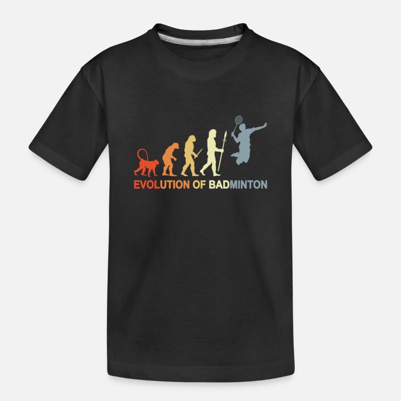 Badminton Evolution - Kinder Premium Bio T-Shirt - Schwarz