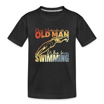 Großvater Schwimmer - Kinder Premium Bio T-Shirt - Schwarz - Vorne