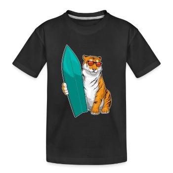 Tiger Surfing Planche de surf Été - T-shirt bio Premium Enfant - noir - Devant