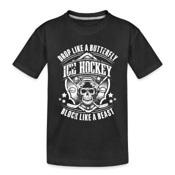 Eishockey  - Kinder Premium Bio T-Shirt - Schwarz - Vorne