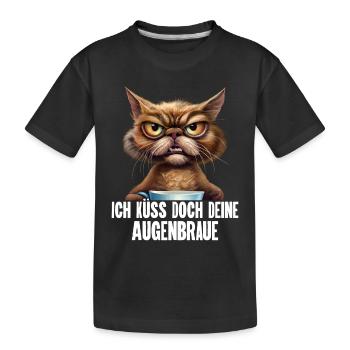 Katze Kaffee Lustige Sprüche - Kinder Premium Bio T-Shirt - Schwarz - Vorne