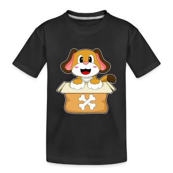 Hund Karton - Kinder Premium Bio T-Shirt - Schwarz - Vorne