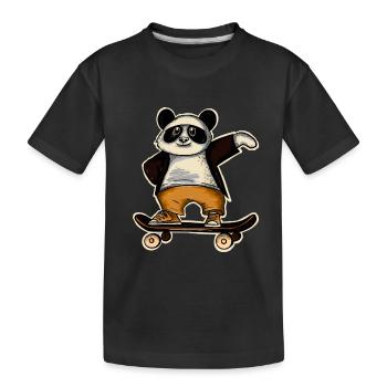 Panda Skate Skater Skateboard Skaten - Kinder Premium Bio T-Shirt - Schwarz - Vorne
