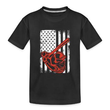 Patriotic baseball player - Kids' Premium Organic T-Shirt - black - Front