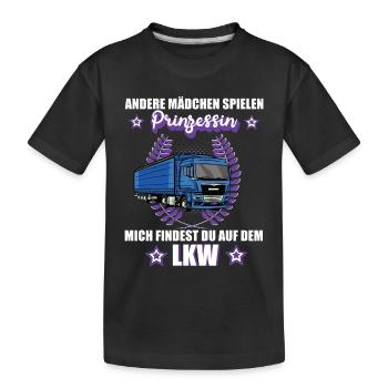 LKW Fahrerin Prinzessin Lastkraftfahrerin Geschenk - Kinder Premium Bio T-Shirt - Schwarz - Vorne
