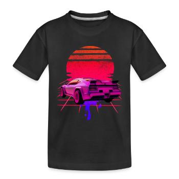 Retro Wave Supercar Sunset - T-shirt bio Premium Enfant - noir - Devant