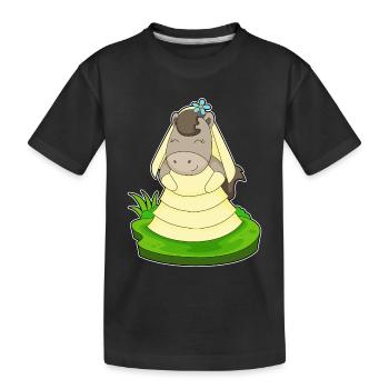 Mariage au voile de mariée avec cheval - T-shirt bio Premium Enfant - noir - Devant