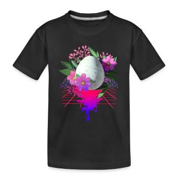 Osterei Blumen Kunst Retro Wave - Kinder Premium Bio T-Shirt - Schwarz - Vorne