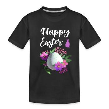 Happy Easter Flowers Easter Egg - Kids' Premium Organic T-Shirt - black - Front