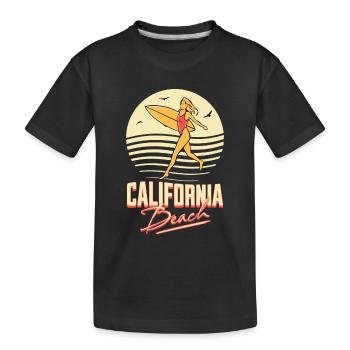 Kalifornisches Strandsurfermädchen - Kinder Premium Bio T-Shirt - Schwarz - Vorne