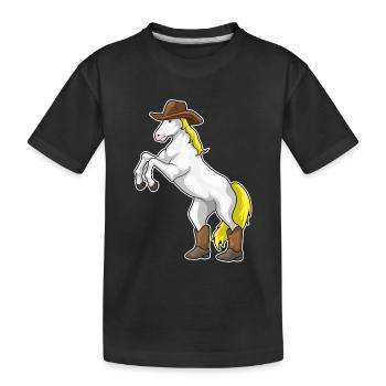 Bottes de cowboy cheval - T-shirt bio Premium Enfant - noir - Devant