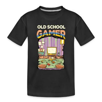 Old School Gamer, Funny Retro Video Games Console - Kids' Premium Organic T-Shirt - black - Front