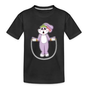 Hase Seilspringen Springseil Fitness - Kinder Premium Bio T-Shirt - Schwarz - Vorne