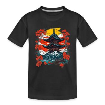 Paysage de temple japonais traditionnel - T-shirt bio Premium Enfant - noir - Devant