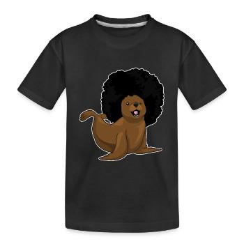 Seal Afro Hairstyle - Kids' Premium Organic T-Shirt - black - Front