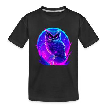 Leuchtende Eule Vogel Neon Kunstwerk - Kinder Premium Bio T-Shirt - Schwarz - Vorne