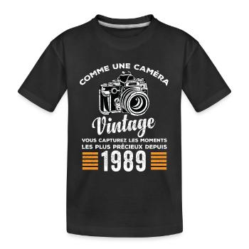 Caméra vintage 1989 cadeau anniversaire humour - T-shirt bio Premium Enfant - noir - Devant