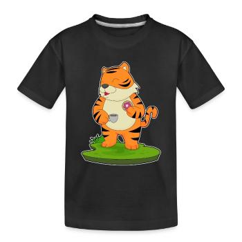 Donut au café tigre - T-shirt bio Premium Enfant - noir - Devant