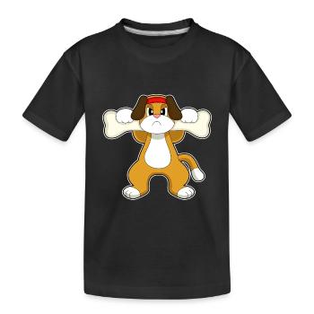 Hund Knochen - Kinder Premium Bio T-Shirt - Schwarz - Vorne