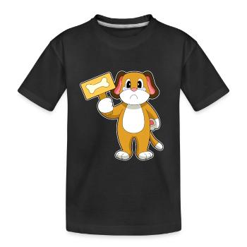 Hund Knochen - Kinder Premium Bio T-Shirt - Schwarz - Vorne