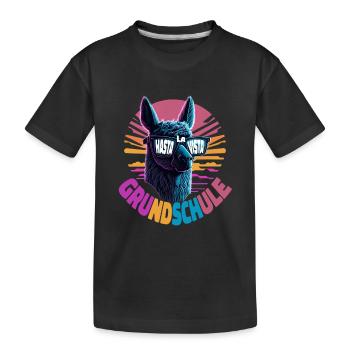 Lama Alpaka Hasta La Vista Einschulung 5.Klasse - Kinder Premium Bio T-Shirt - Schwarz - Vorne