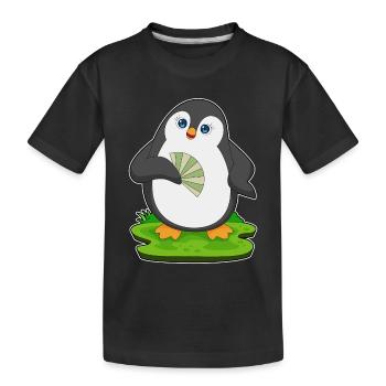 Pingouin Éventail à main - T-shirt bio Premium Enfant - noir - Devant