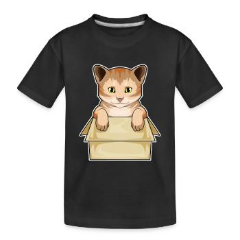 Katze Karton - Kinder Premium Bio T-Shirt - Schwarz - Vorne