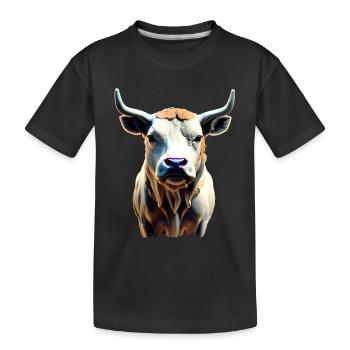 Vache - taureau avec cornes - T-shirt bio Premium Enfant - noir - Devant