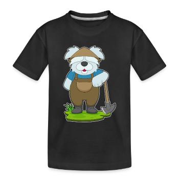 Hund Landwirt Spitzhacke Bauernhof - Kinder Premium Bio T-Shirt - Schwarz - Vorne