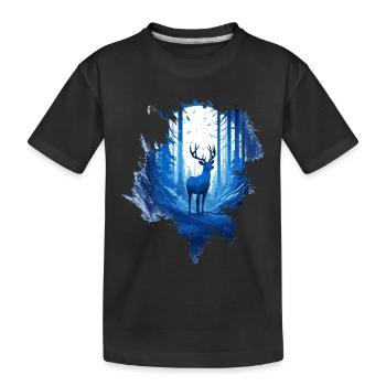 Cerfs dans les bois - T-shirt bio Premium Enfant - noir - Devant