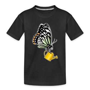 Schmetterling Gießkanne - Kinder Premium Bio T-Shirt - Schwarz - Vorne