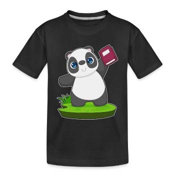 Panda Book - Kids' Premium Organic T-Shirt - black - Front