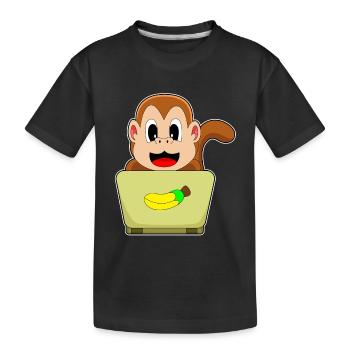Monkey Laptop - Kids' Premium Organic T-Shirt - black - Front