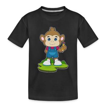 Monkey Student Pencil School - Kids' Premium Organic T-Shirt - black - Front