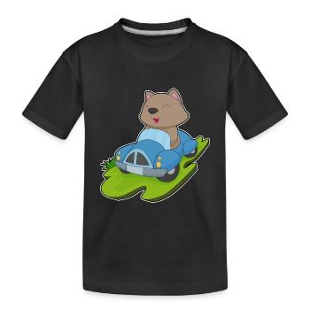 Katze Auto - Kinder Premium Bio T-Shirt - Schwarz - Vorne