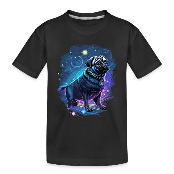 mythical pug dog - Kids' Premium Organic T-Shirt - black - Front
