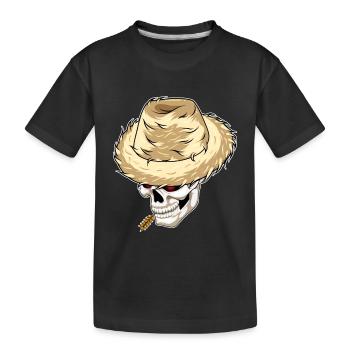 Totenkopf Landwirt Weizen Bauernhof - Kinder Premium Bio T-Shirt - Schwarz - Vorne