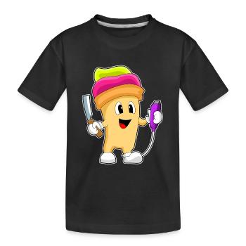 Cupcake Friseur Rasierer - Kinder Premium Bio T-Shirt - Schwarz - Vorne