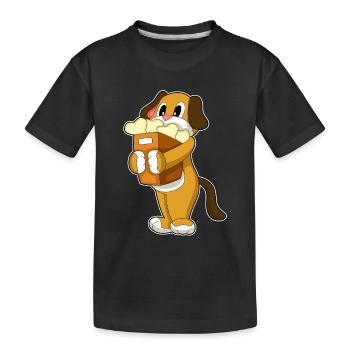 Hund Knochen  - Kinder Premium Bio T-Shirt - Schwarz - Vorne