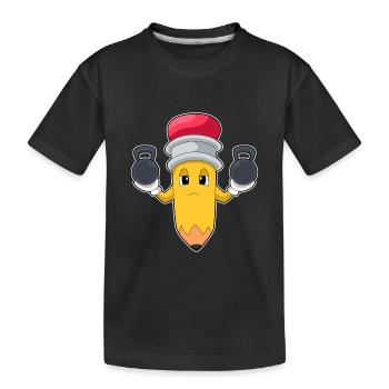 Bleistift Bodybuilder Hanteln Bodybuilding - Kinder Premium Bio T-Shirt - Schwarz - Vorne