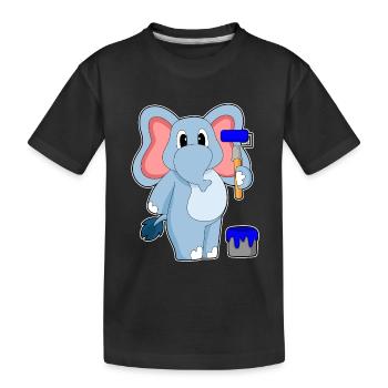 Peintre d’éléphants peinture à rouleaux - T-shirt bio Premium Enfant - noir - Devant
