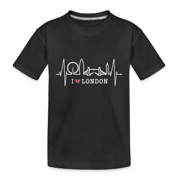London Heartbeat Skyline England Heart Union Jack - Kids' Premium Organic T-Shirt - black - Front