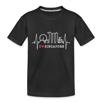 Singapore Skyline Heartbeat Asia I Love Singapore - Kids' Premium Organic T-Shirt - black - Front