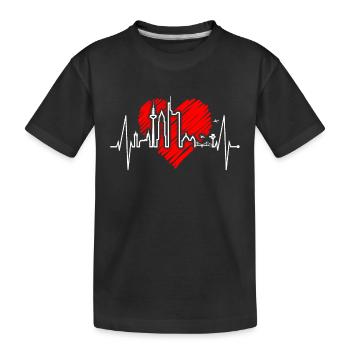 Frankfurt Skyline Herzschlag FFM Fan Liebe Hessen - Kids' Premium Organic T-Shirt - black - Front