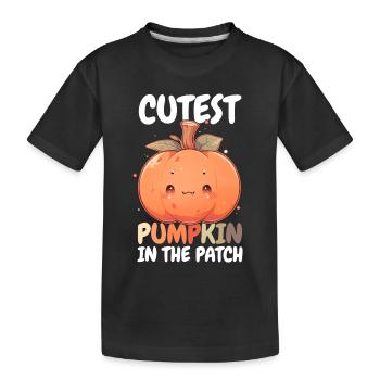 Cutest Pumkin In The Patch Halloween Kürbis Kawaii - Kinder Premium Bio T-Shirt - Schwarz - Vorne